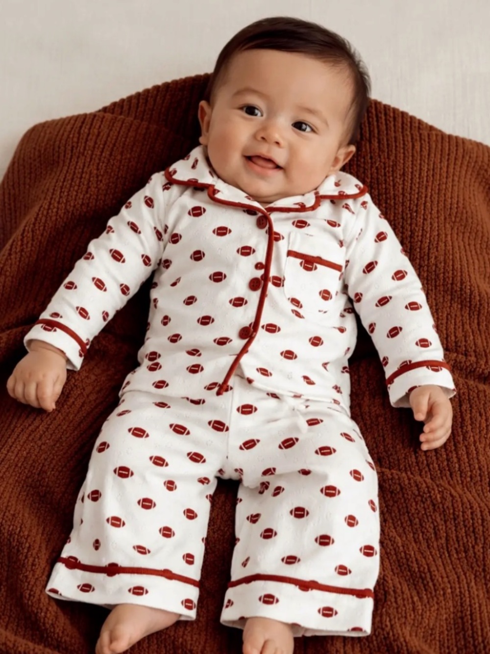Baby Pointelle Football Pajamas